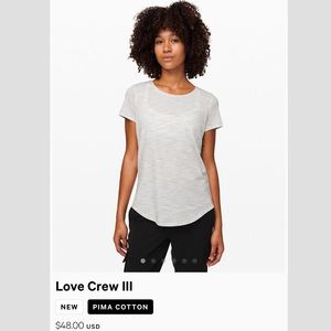 Lululemon white Love Crew III.